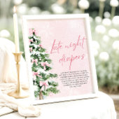 Poster Baby shower de Noël Pink Bow Late Night Diapés