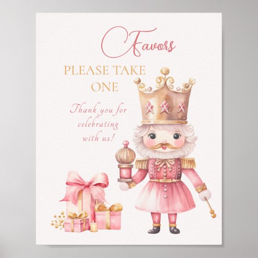 Poster Baby shower de Noël : Pink Nutcracker Faveurs (Devant)