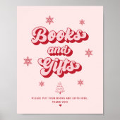 Poster Baby shower de Noël rose Livres et Cadeaux (Devant)