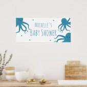 Poster Baby shower de nom bleu large octopus (Cuisine)