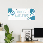 Poster Baby shower de nom bleu large octopus (Bureau à domicile)