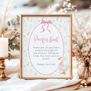 Poster Baby shower de pacifier de fille d'oie bête chasse