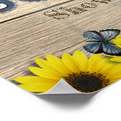 Poster Baby shower de papillon de tournesol rustique (Coin)
