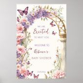 Poster Baby shower de papillons de jardin enchanté (Devant)