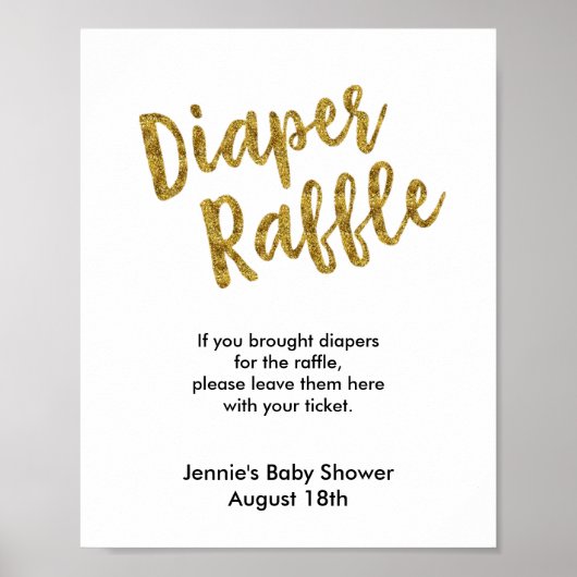 Poster Baby shower de Parties scintillant de  en or de ja (Devant)
