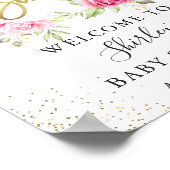 Poster Baby shower de Parties scintillant rose Floral (Coin)