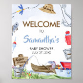 Poster Baby shower de pêche Bienvenue (Devant)