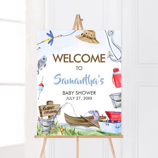Poster Baby shower de pêche Bienvenue