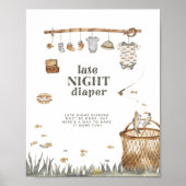 Poster Baby shower de pêche rustique couche de nuit tardi (Devant)