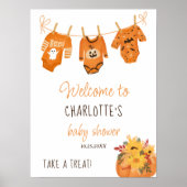 Poster Baby shower de petit boite d'Halloween fleuri d'ac (Devant)