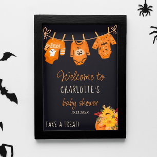 Poster Baby shower de petit boite d'Halloween fleuri d'ac