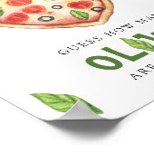Poster Baby shower de pizza - devinez combien d'olives (Coin)