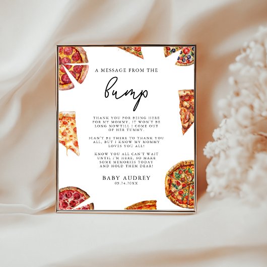Poster Baby shower De Pizza Un Message Du Signe Bump