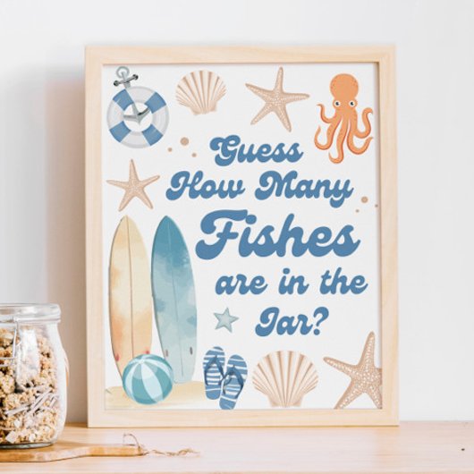 Poster Baby shower De Plage Devinez Combien De Poissons J