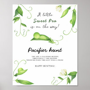 Poster Baby shower de pois - chasse à la suce