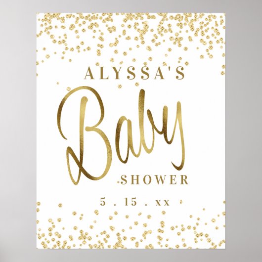 Poster Baby shower de police de script de Parties scintil (Devant)