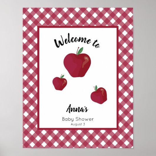 Poster Baby shower de pomme rouge bienvenue (Devant)