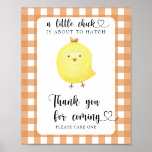 Poster Baby shower de poulet - Merci pour venir