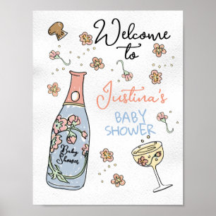 Poster Baby shower de présentation et de pétales dessinés