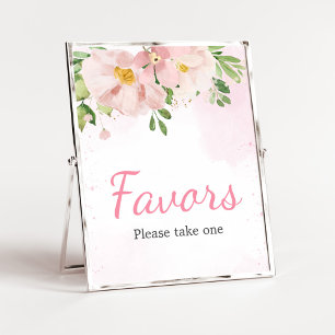 Poster Baby shower de printemps rose vif pour les fleurs