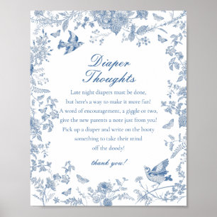 Poster Baby shower de réflexion sur la couche bleue de Jo