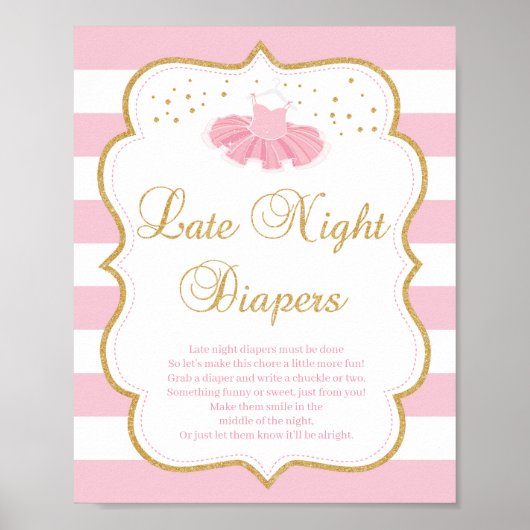 Poster Baby shower de robe Tutu en fin de nuit couches si (Devant)