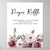 Poster Baby shower de rousseur blanc et floral de prune (Devant)