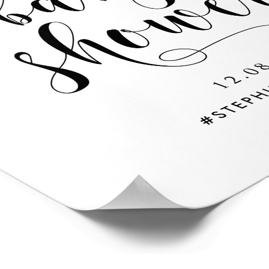 Poster Baby shower de script en gras noir (Coin)