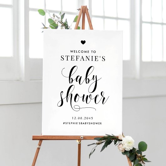 Poster Baby shower de script en gras noir