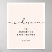 Poster Baby shower de script mignon (Devant)