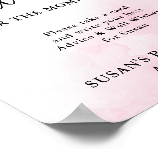 Poster Baby shower de script rose et bleu Conseils et sou (Coin)