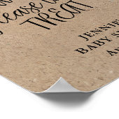 Poster Baby shower de script rustique Kraft Favoriser l'a (Coin)