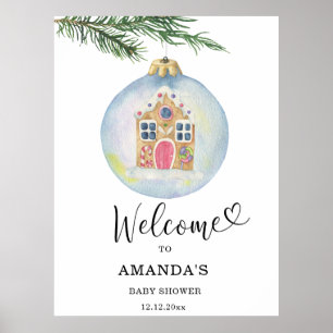 Poster Baby shower de succursale d'hiver bienvenue