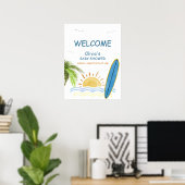Poster Baby shower de surf tropical Sunshine Bienvenue (Bureau à domicile)