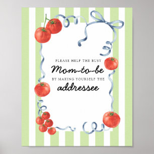 Poster Baby shower de tomate Occupé Mère