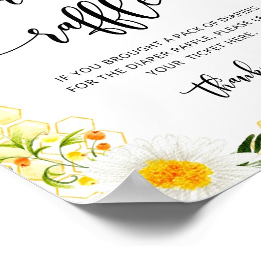 Poster Baby shower de tombole de la couche d'abeille (Coin)