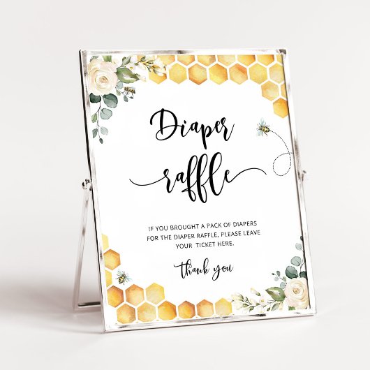 Poster Baby shower de tombole de la couche d'abeille