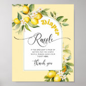 Poster Baby shower de tombole en arc de citron (Devant)