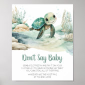Poster Baby shower de tortue de mer ne dites pas bébé (Devant)