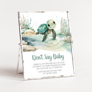 Poster Baby shower de tortue de mer ne dites pas bébé