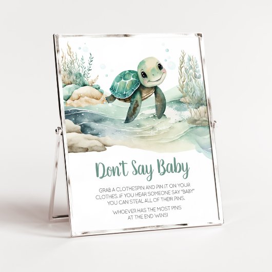 Poster Baby shower de tortue de mer ne dites pas bébé