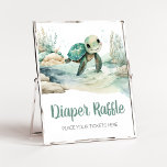 Poster Baby shower de tortue de mer Raffin<br><div class="desc">Faites de votre événement spécial avec ce Baby shower Under The Sea avec notre joli et mignon Diaper Raffle Sign avec adorable thème de Baby shower garçon. Téléchargez,  personnalisez et créez des souvenirs durables avec cette touche parfaite pour votre fête joyeuse ! BS712</div>