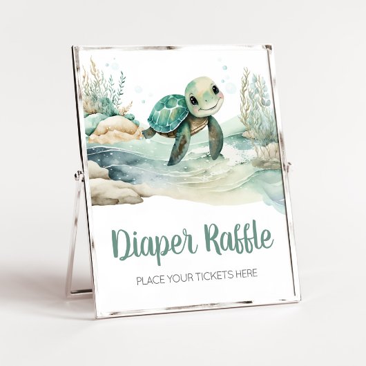 Poster Baby shower de tortue de mer Raffin