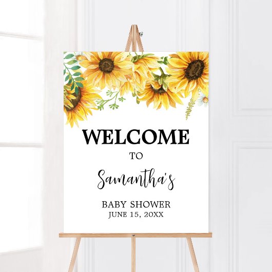 Poster Baby shower de tournesol Bienvenue