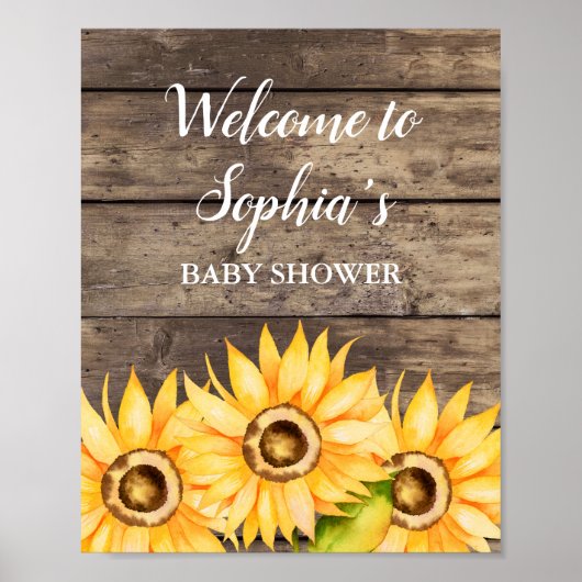 Poster Baby shower de tournesol Bienvenue (Devant)