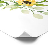 Poster Baby shower de tournesol et verdure Bienvenue (Coin)