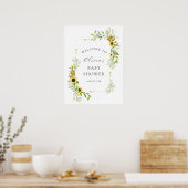Poster Baby shower de tournesol et verdure Bienvenue (Cuisine)
