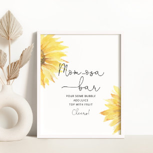 Poster Baby shower de tournesol minimaliste Momosa bar Po