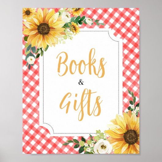 Poster Baby shower de tournesol Red Pique-nique Livres et (Devant)