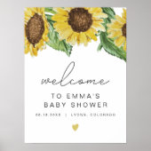 Poster BABY SHOWER de tournesol rustique EMMA Bienvenue (Devant)